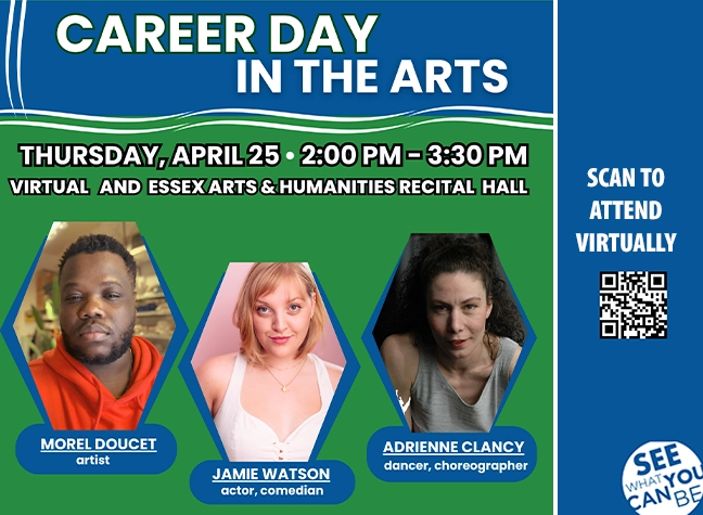 Career Day logo with three photos of speakers
