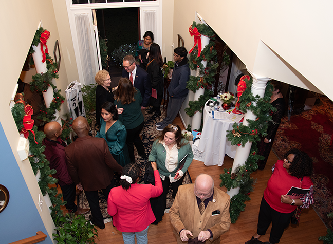 Reception photo with several guests.