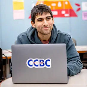 Student working at home on laptop